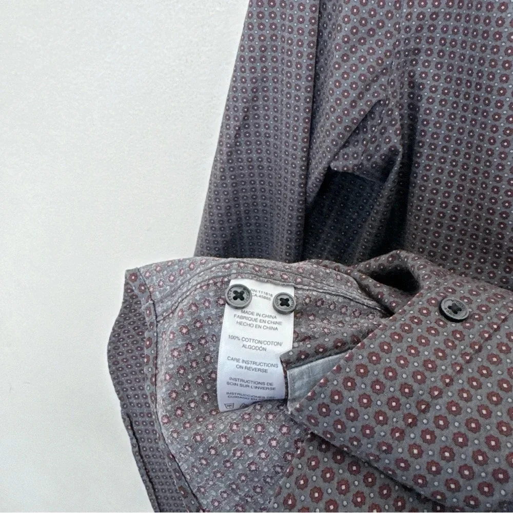 Michael Kors Mens Medium Slim Fit Patterned Printed Button Shirt